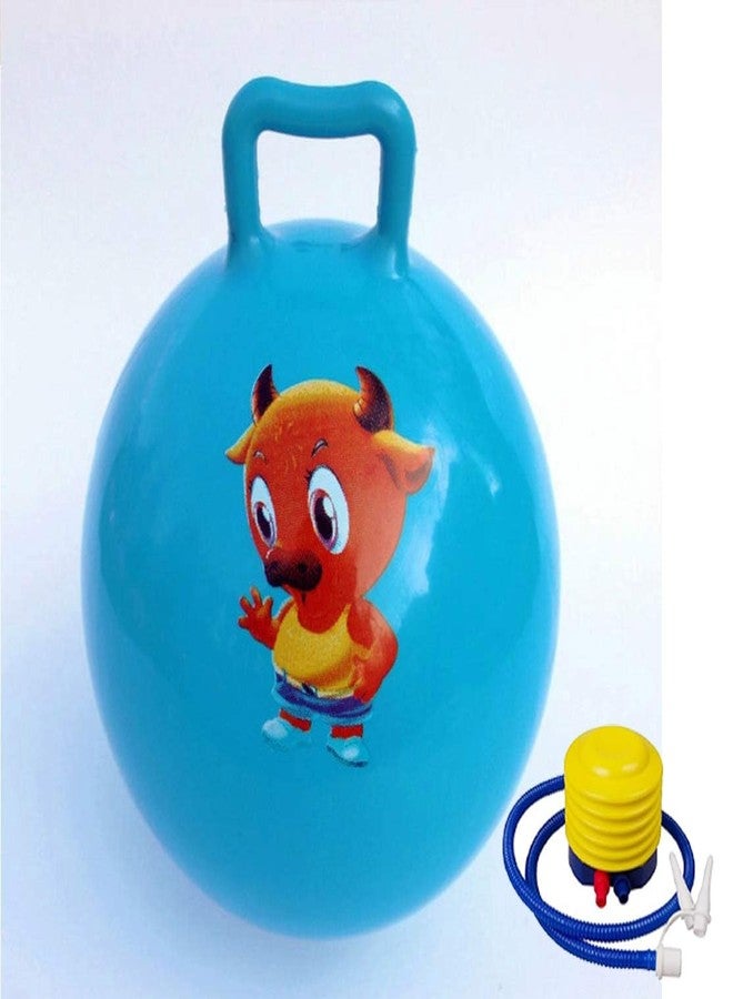 Mokshith Hopper Balloon with Suitable Handle, Large, Inflatable Balloon, Thick and Elastic Plastic, for Indoor and Outdoor Toy to Become an Ace of Bounce from 5 Years(65 cm) (Blue) - Image 1